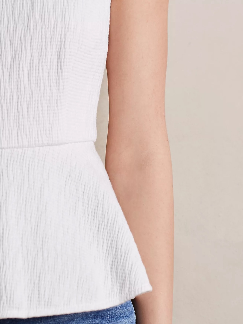 Anthropologie HD in Paris Peplum Top in White 100% Cotton - Picture 3 of 6